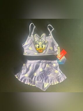 PatPat Disney Daisy Duck 3T toddler girls' two-piece tankini swimsuit. New.